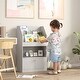 preview thumbnail 1 of 12, 2 Door Nursery Bookcase Toy Storage with Shelves Grey