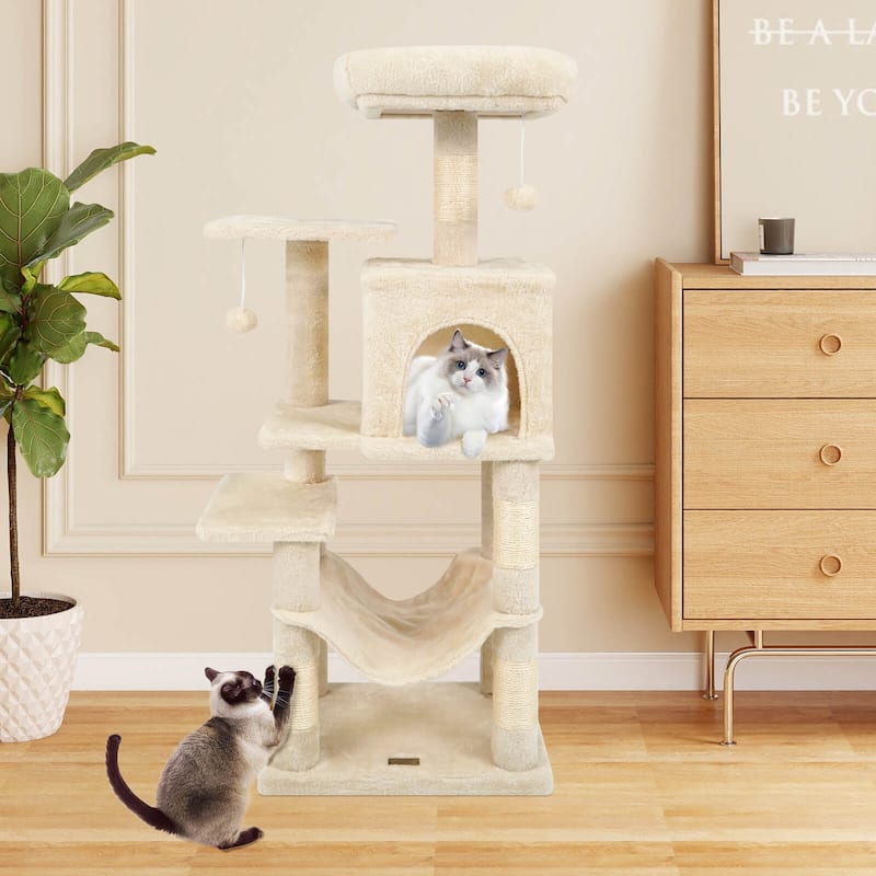 Costway 44” Tall Multi-level Cat Tree with Cushion Top Perch, - See Details