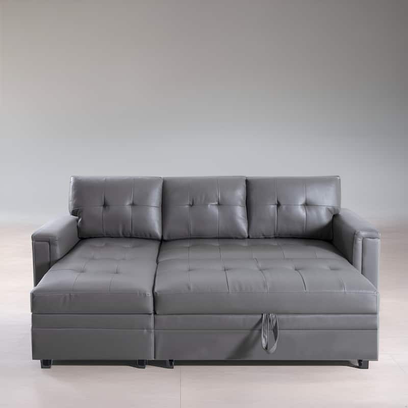 Convertible L-Shaped Sectional Sleeper Sofa with USB & Pull-Out Bed