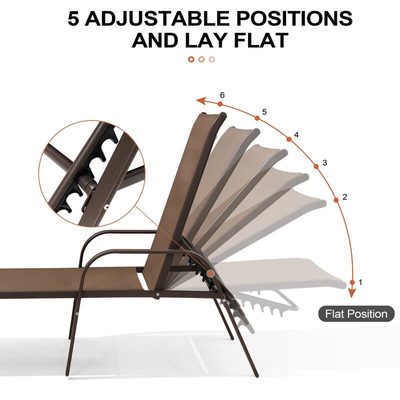 Outdoor Chaise Lounge Set Lounge Chairs with Adjustable Back and Sunbrella Fabric Cushions