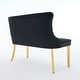 preview thumbnail 6 of 72, Velvet Double Dining Loveseat Bench, 2-Seat Tufted Bench w/Handmade Buttons, Wing Back, Gold-Plated Steel Legs, Single Pack