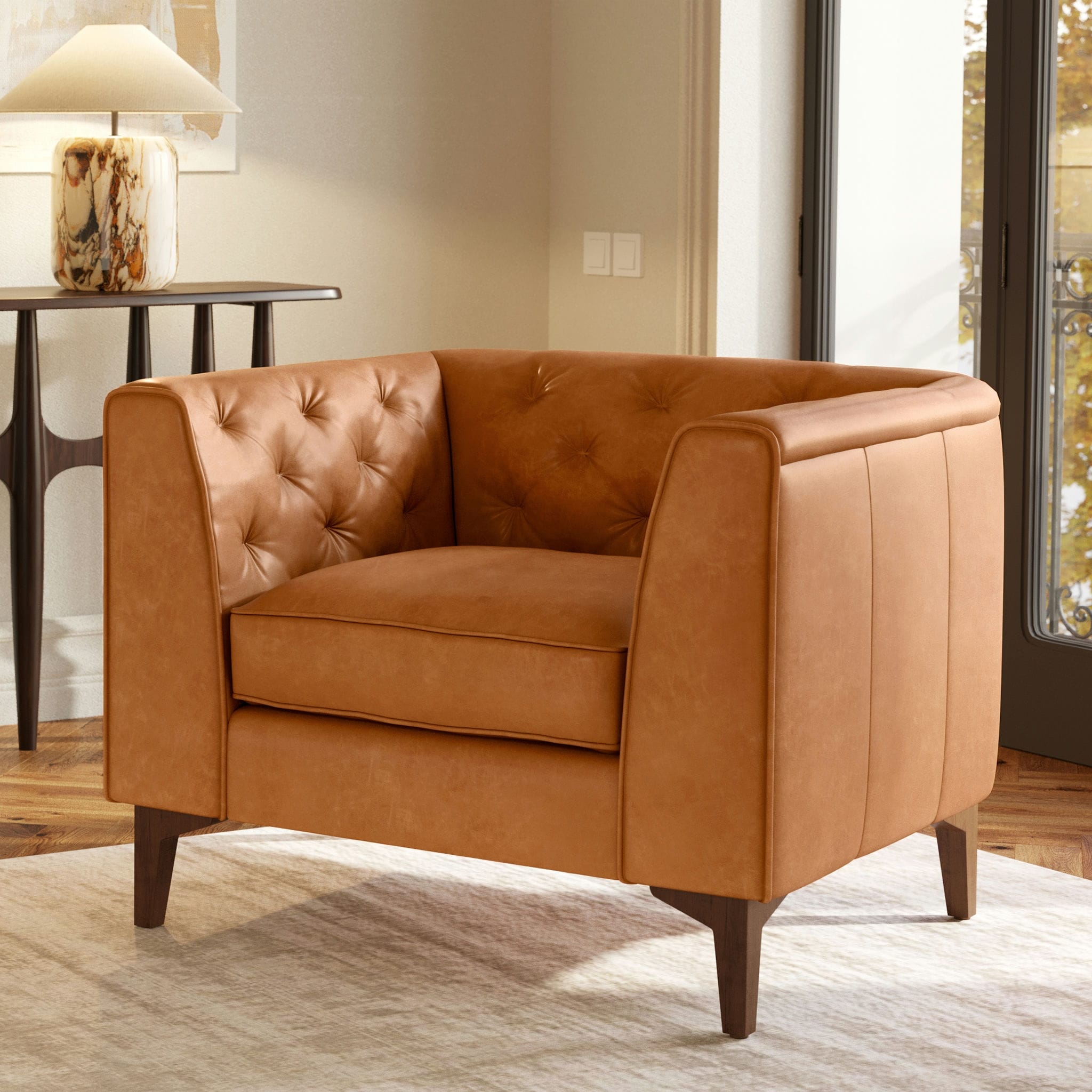 Poly & Bark Essex Lounge Chair - Full Grain Genuine Italian Leather