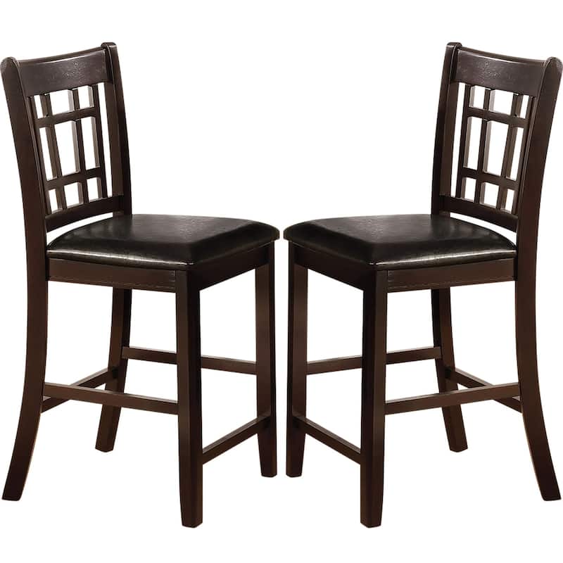 Espresso Counter Height Dining Stools with Black Upholstered Seats (Set of 2) - Set of 2