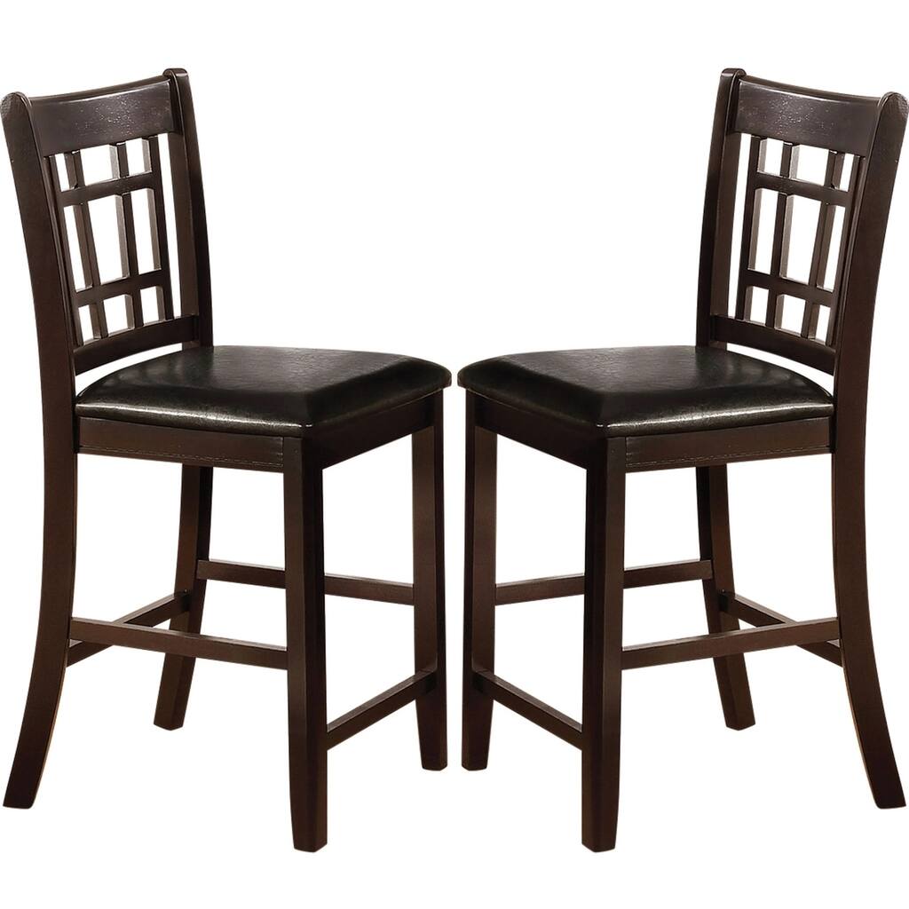 Espresso Counter Height Dining Stools with Black Upholstered Seats (Set of 2) - Set of 2