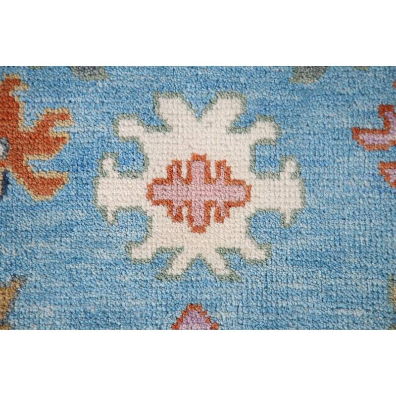 Blue Floral Oushak Area Rug Handmade Oriental Wool Carpet - 8'10"x 11'9"