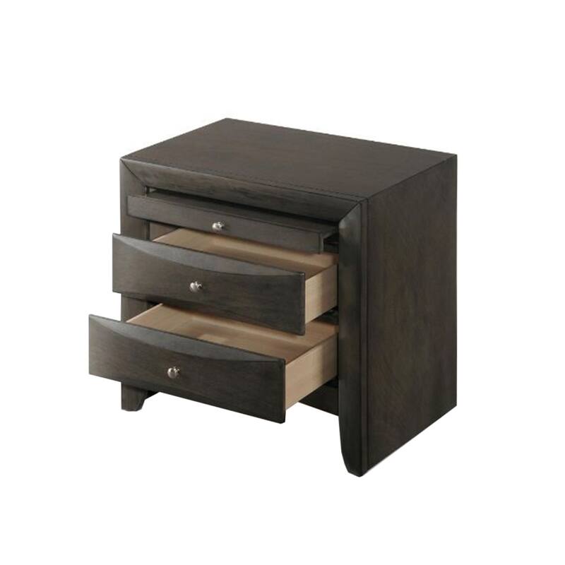 Wooden Nightstand with 2 Drawers and 1 Tray - Grey
