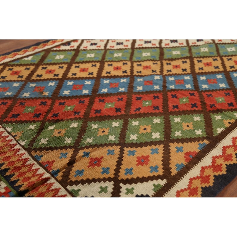 Vegetable Dye Kilim Qashqai Persian Rug Hand-Knotted Wool Carpet - 3'5"x 4'8"
