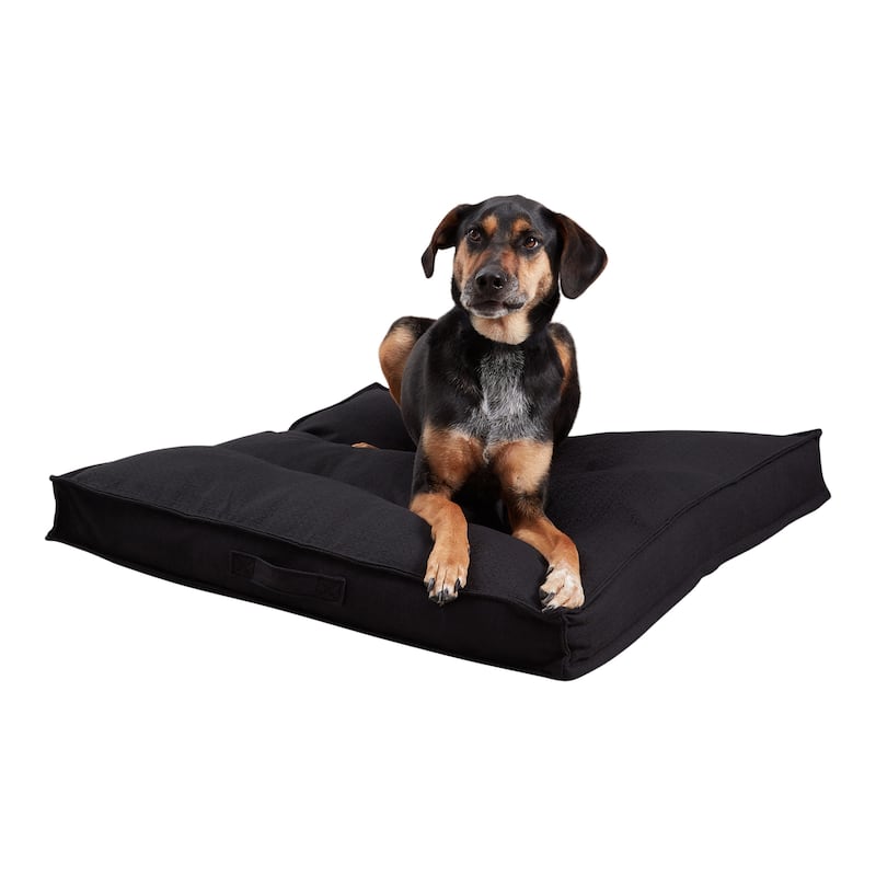 Milo Square Tufted Dog Bed - Medium (32") - Black