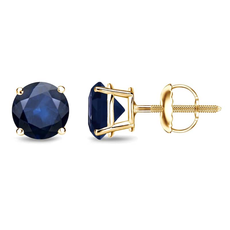 Auriya 14k Gold Round Sapphire Stud Earrings 1 1/2ctw - Yellow