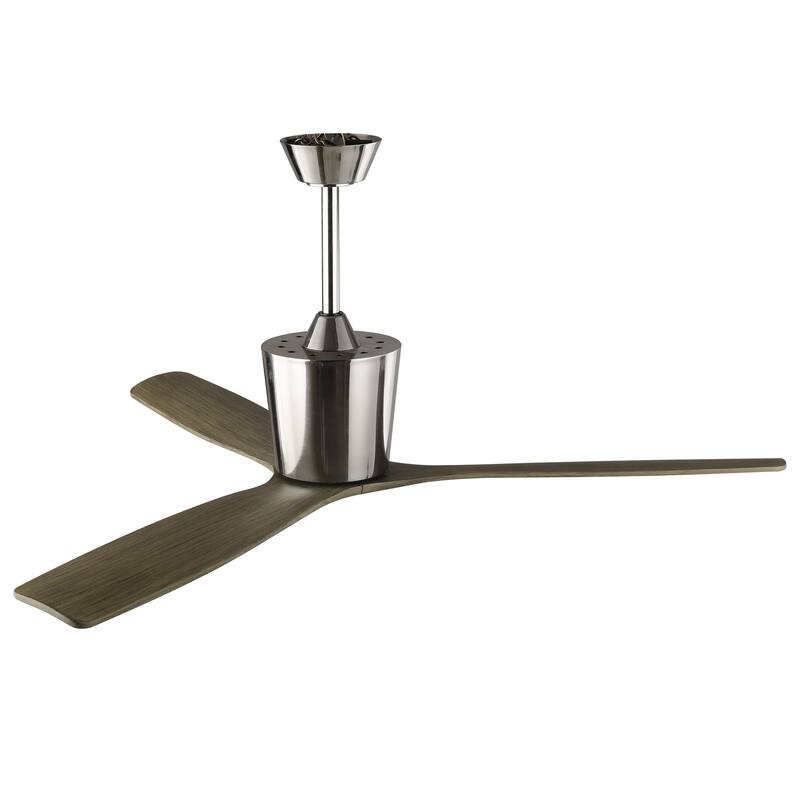 54" Modern Gold/Brushed Nickel Solid Wood 3-Blade Outdoor Ceiling Fan without Light