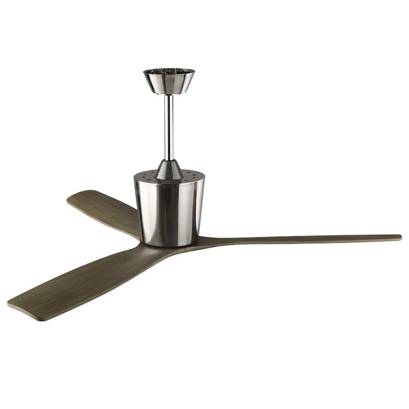 54" Modern Gold Solid Wood 3-Blade Outdoor Ceiling Fan without Light