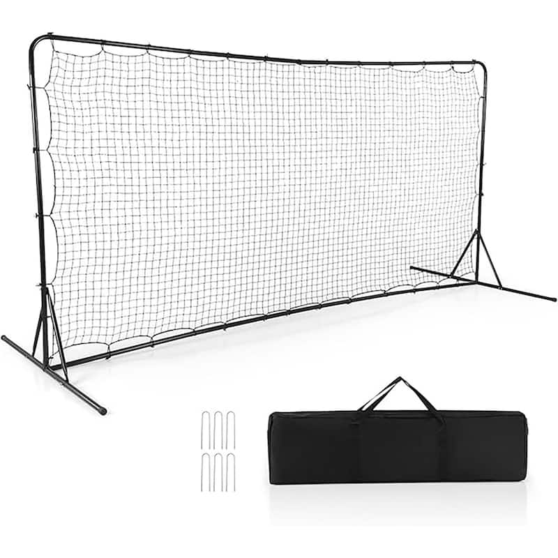 12 x 6 FT Soccer Rebounder Net Portable Football Training Equipment - Black