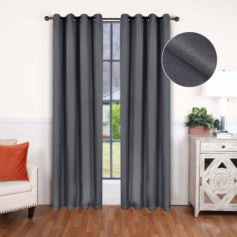 Superior Linen Washable Room Darkening Curtains, Set of 2 Panels - 52" x 96" - Charcoal