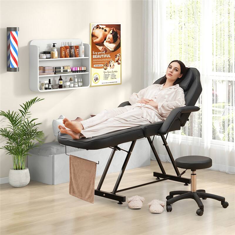 Gymax 73'' Facial Chair with Hydraulic Stool w/Detachable Armrests &