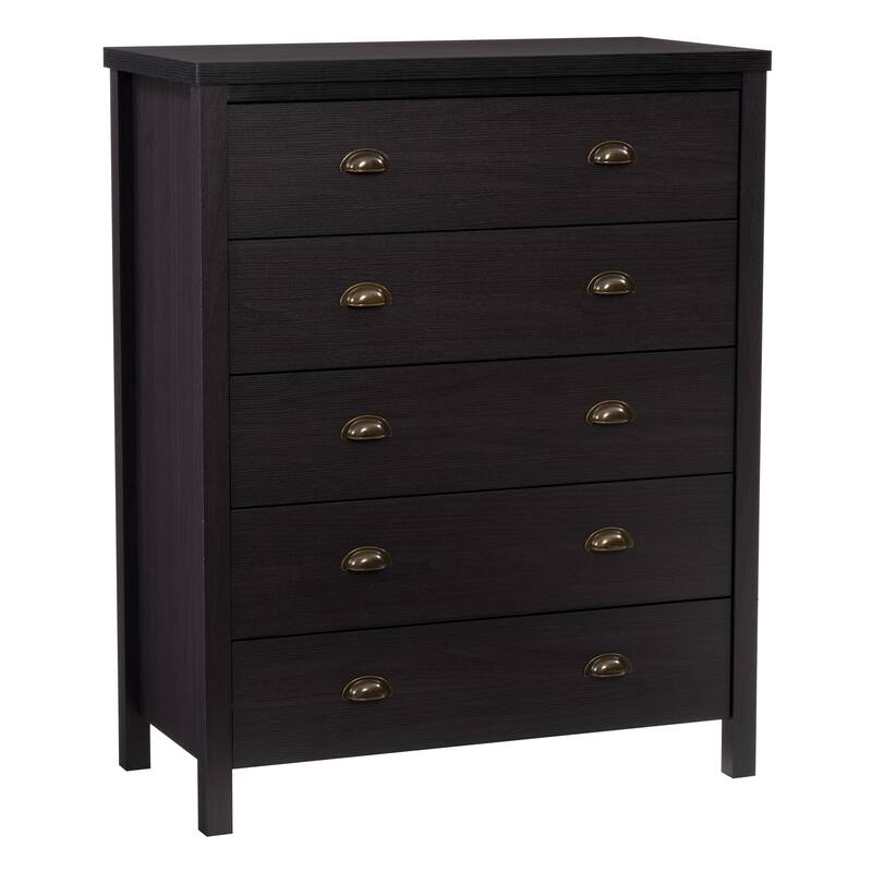 Boston 5 Drawer Dresser - Black