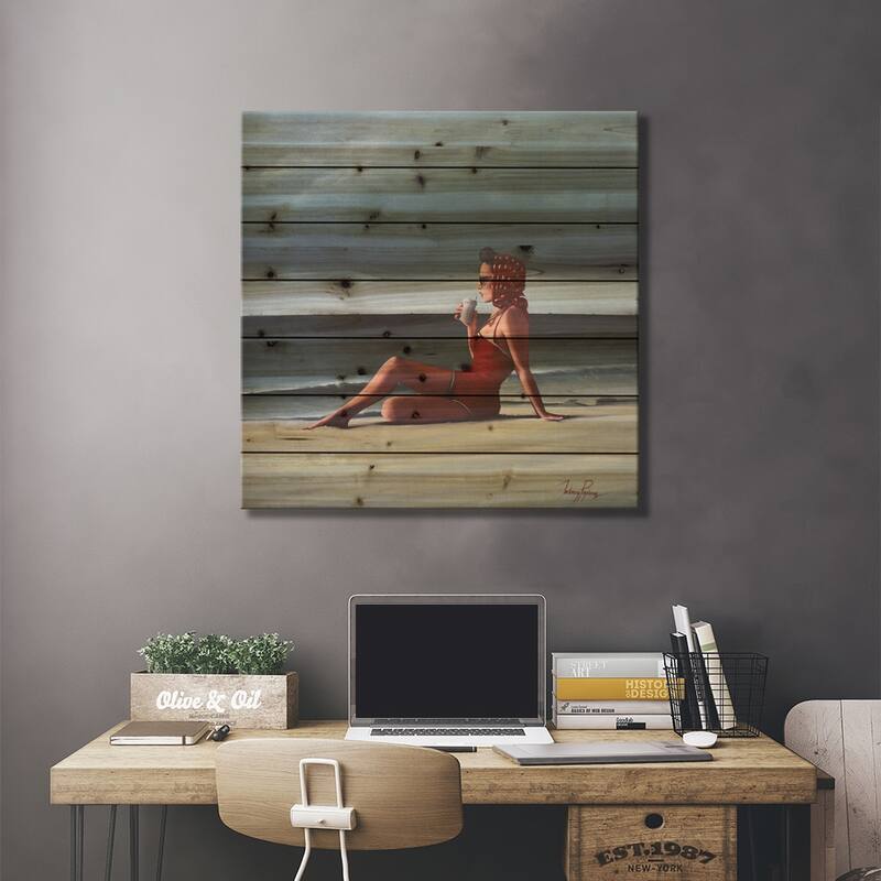 Summers End Print On Wood by Johnny Popkess - Multi-Color