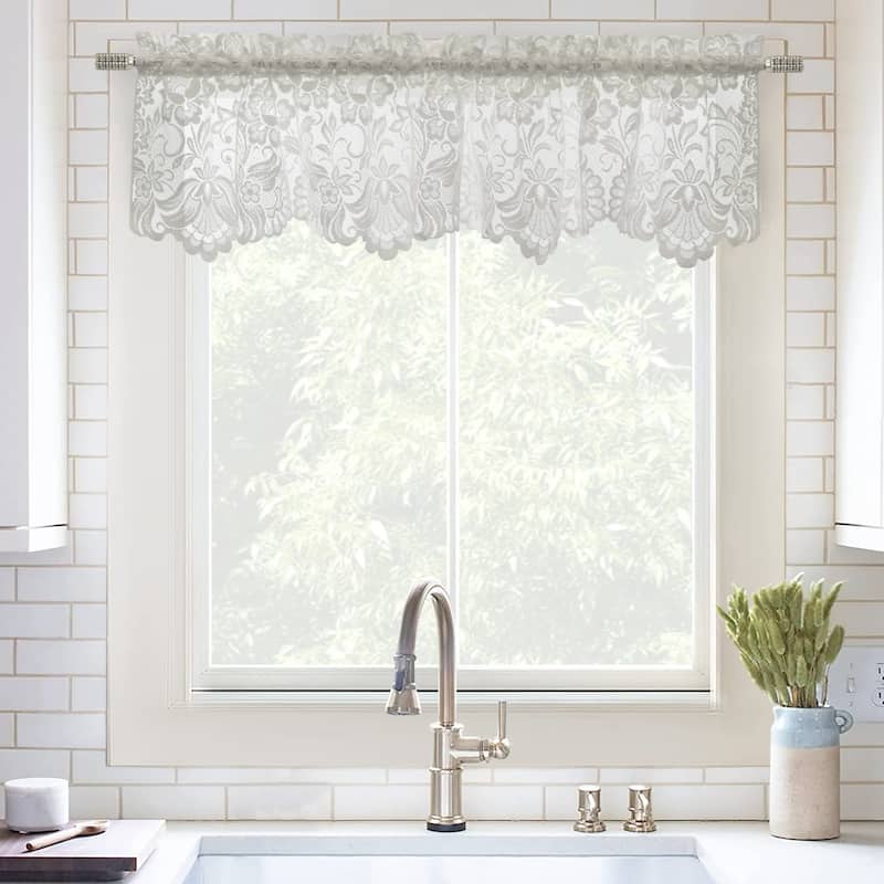 Limoges Embroidered Lace Rod Pocket Curtains Valances Swags and Tiers