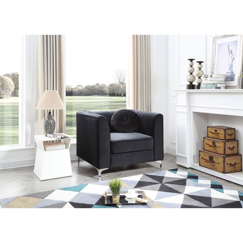 Delray Velvet/ Microsuede Chair - Black
