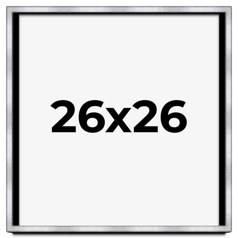 26x26 Shadow Box Frame Silver | 1.375 Inches Deep Real Wood