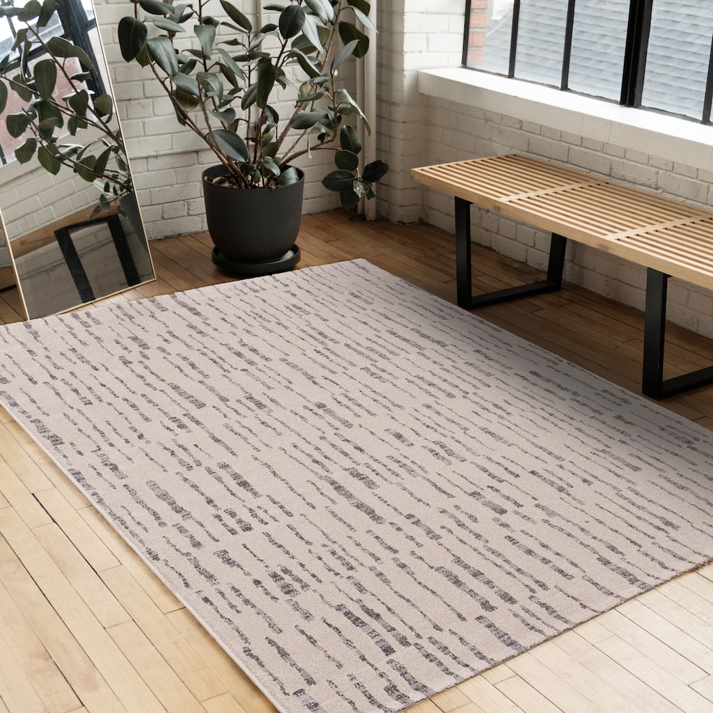Grey Broken Stripes High Traffic Rug