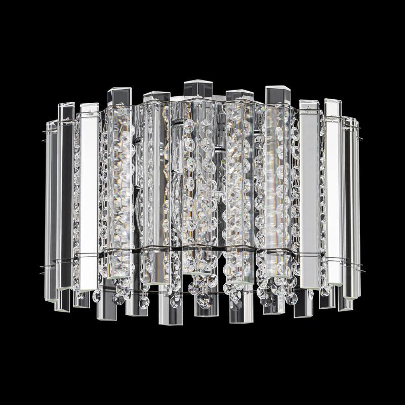 4-Light Modern Glam Drum Clear Crystal Flush Mount Ceiling Light with Crystal Beads