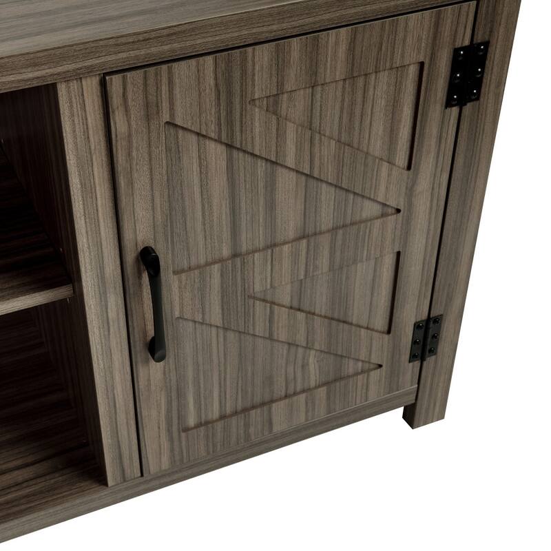 59" Modern Farmhouse Media Console with Barn Doors & Adjustable Shelf