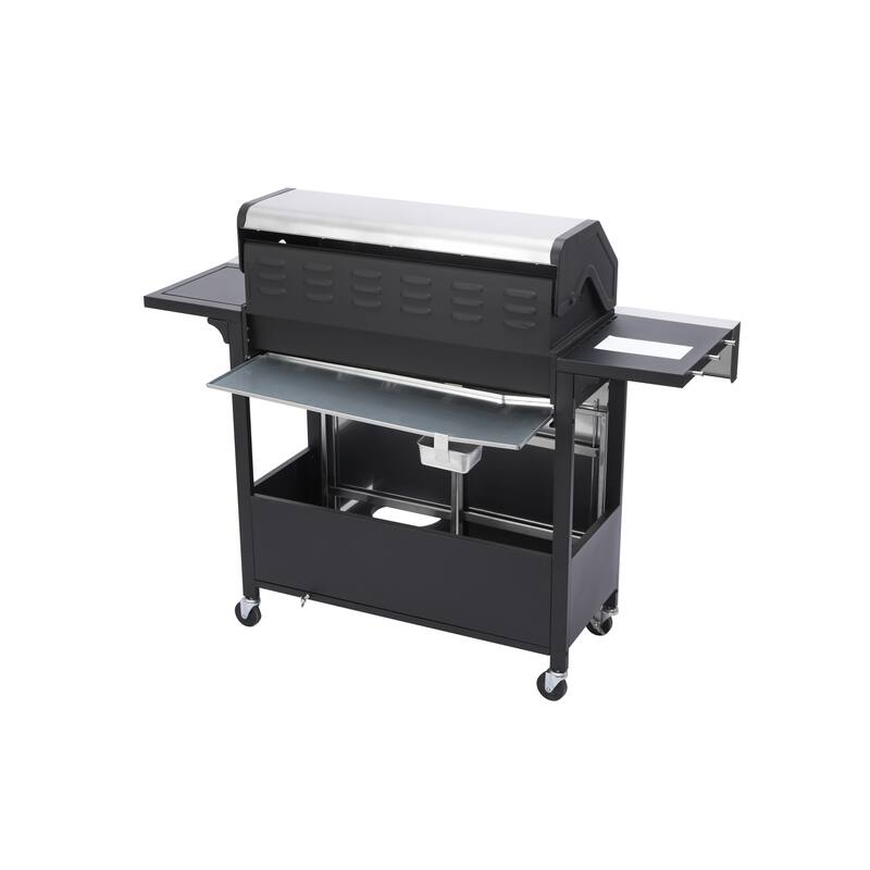 6-Burner Propane Gas Grill with Side Burner & Caster, Outdoor BBQ Grill Stainless with Steel Control Panel for Picnic