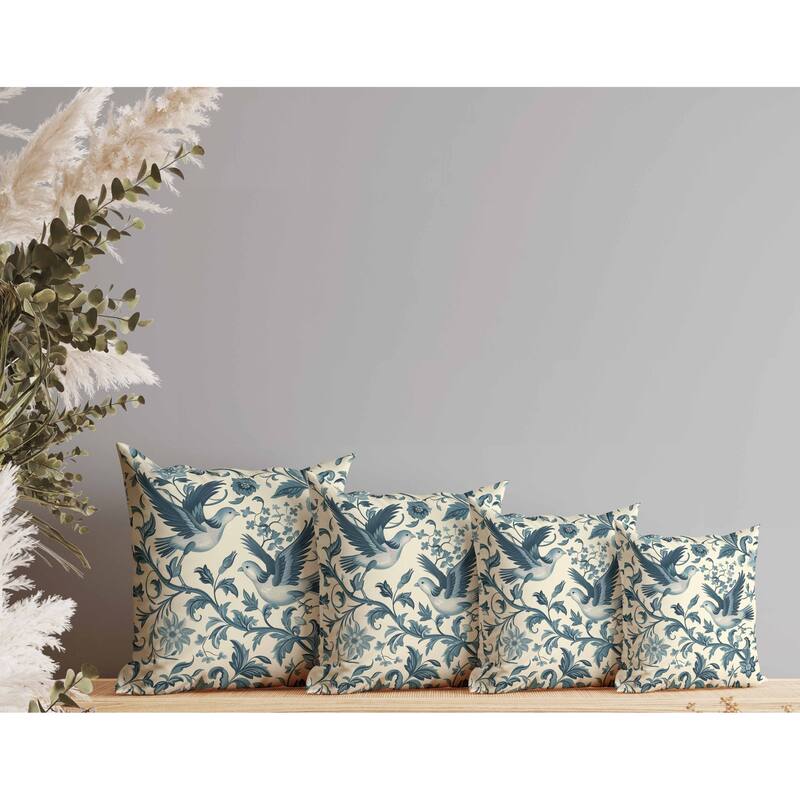 Delicate Duet Indoor/Outdoor Reversible Throw Pillow Beige and Teal