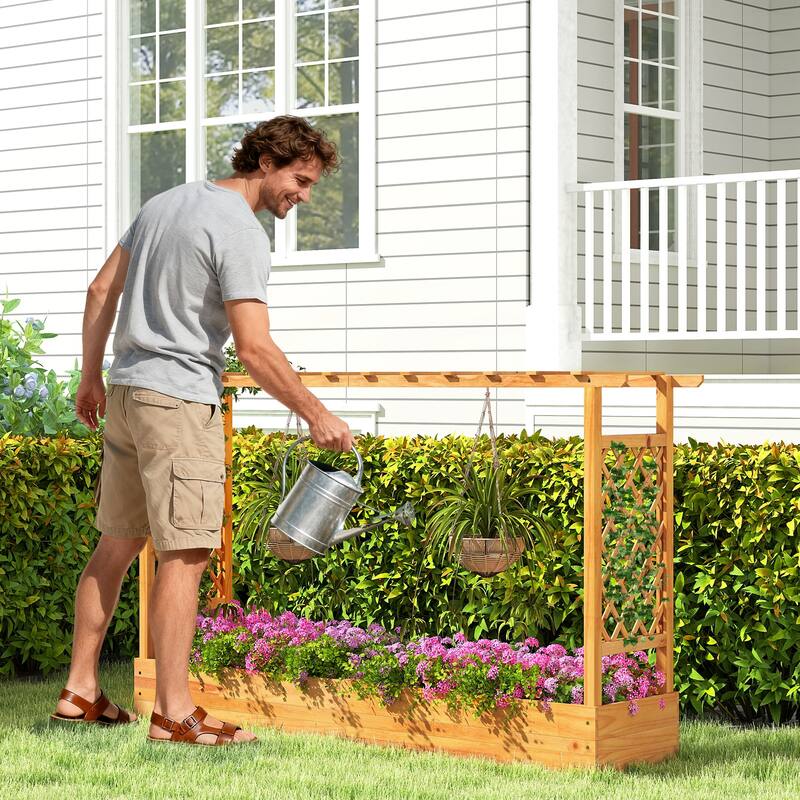 Costway 1/2 PCS 45” Raised Garden Bed with Trellis with Hanging Roof,