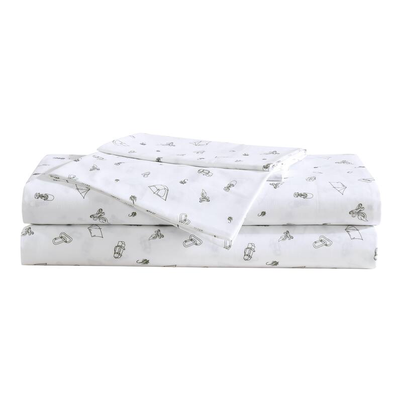 Eddie Bauer Printed Cotton Percale Deep Pocket Sheet Set