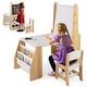preview thumbnail 1 of 18, Costway Kids Art Table and Chair Set with Easel & Chair Whiteboard & - See Details