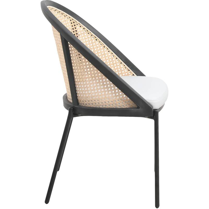 Urbane Modern Stylish Dining Chair with Vinyl Fabric Seat and Wicker Back for Dining Room & Kitchen, Set of 4
