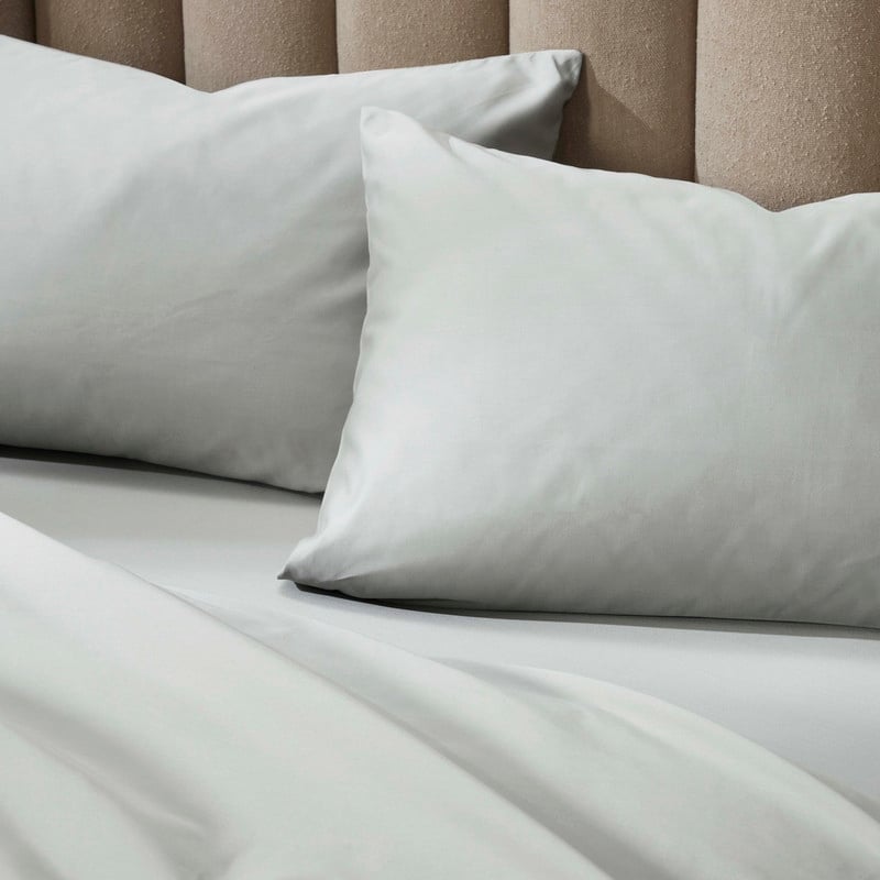 Blue Nile Mills 700TC Cotton Sateen Deep Pocket Solid Bed Sheet Set - Light Grey - Queen