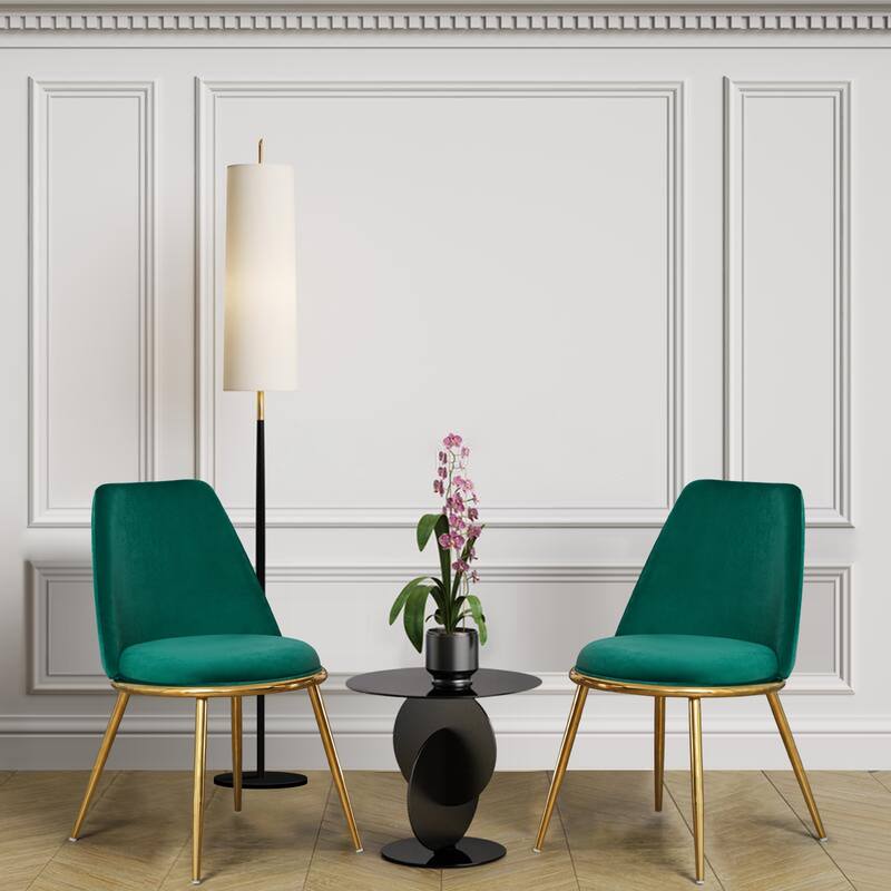 Velvet Upholstered Dining Chairs with Metal Legs, Set of 2/4 - 18.5" W x 21.46" D x 32.28" H
