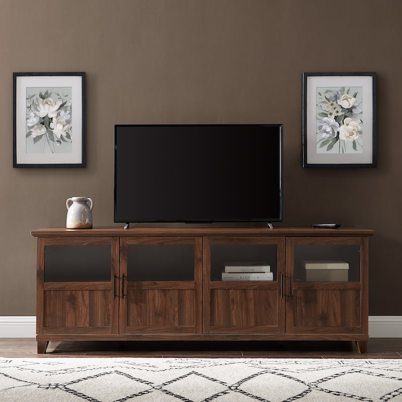 Middlebrook 70-inch Split Panel 4-Door TV Stand - Dark Walnut
