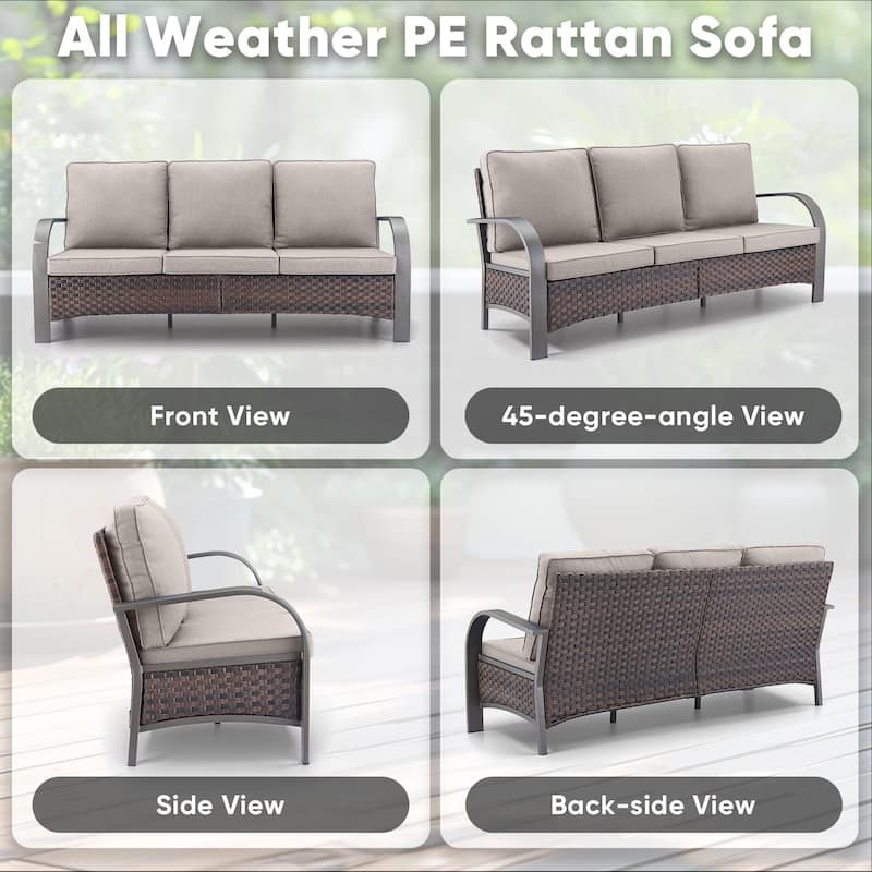 Outdoor PE Wicker Sofa Swivel Chairs and Ottomans