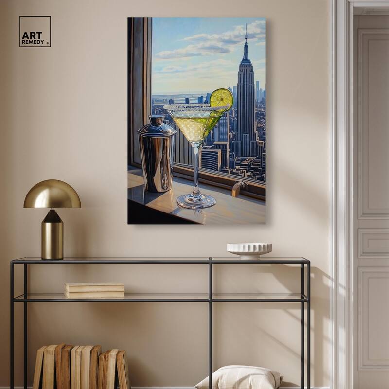 Classy Drink in NYC Canvas by Art Remedy, Gallery Wrapped