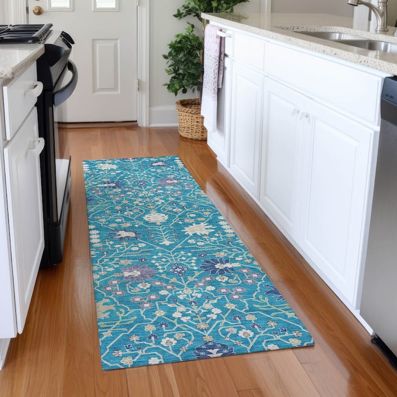 Premium Washable Super Soft Traditional Oushak Mayfield Rug - Teal - 2'3" x 7'6"