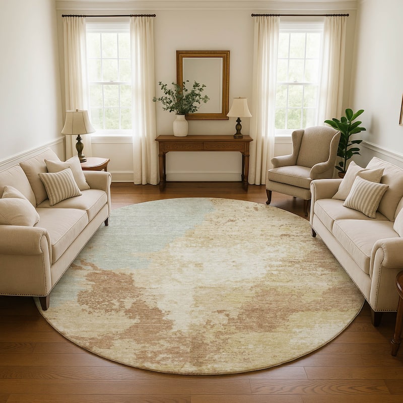 Premium Washable Super Soft Modern Abstract Mayfield Rug - Coral - 8' x 8'