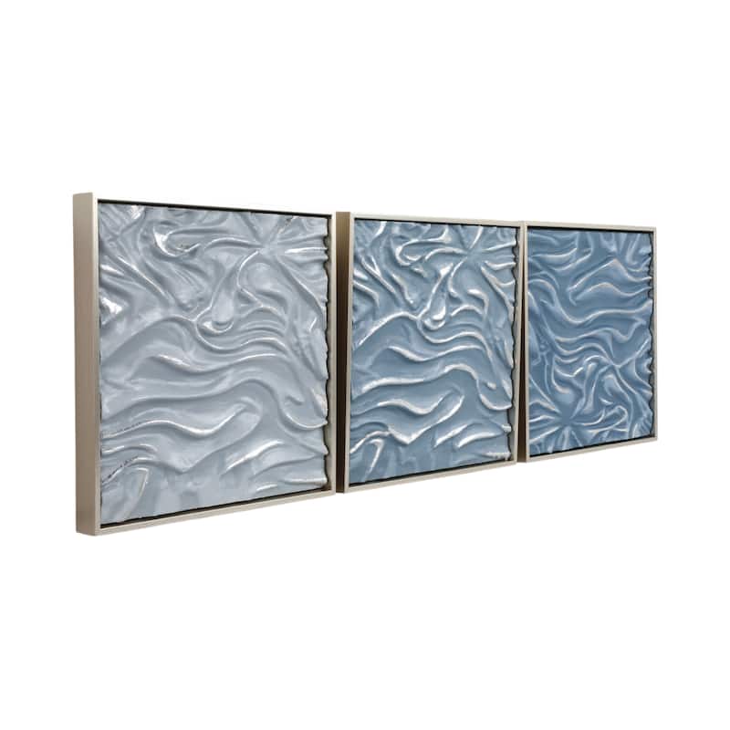 Canvas Art Wall Decor Textured Coastal Design (Set of 3) - 20" Silver