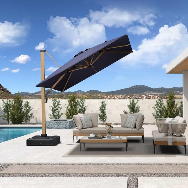 PURPLE LEAF Wood Grain Premium Patio Cantilever Umbrella