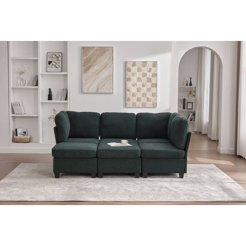 GDFStudio - Modular Polyester 6-Seat 113.39" Sectional with Storage Ottoman