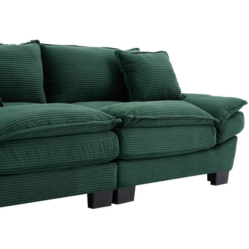 Corduroy Couch Loveseat Sofa with Pillows,Comfy Upholstered Deep Seat Sofa for Bedroom,Living Room,Office