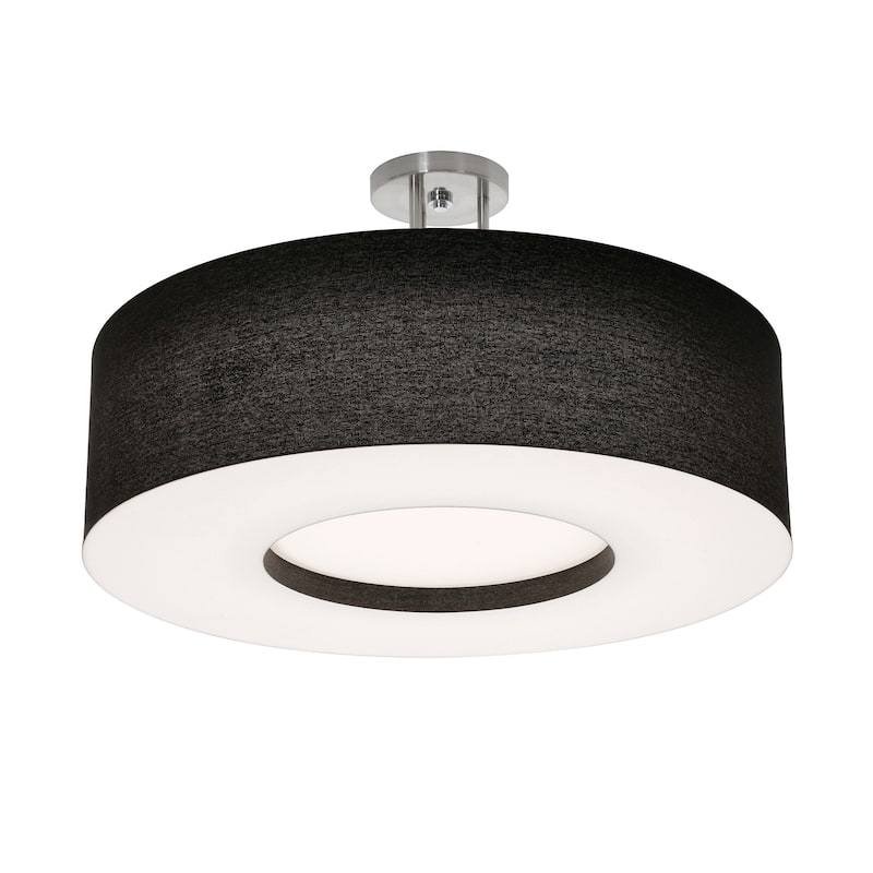 AFX Montclair 24'' Medium Base Semi-Flush Mount - Satin Nickel Finish - Black