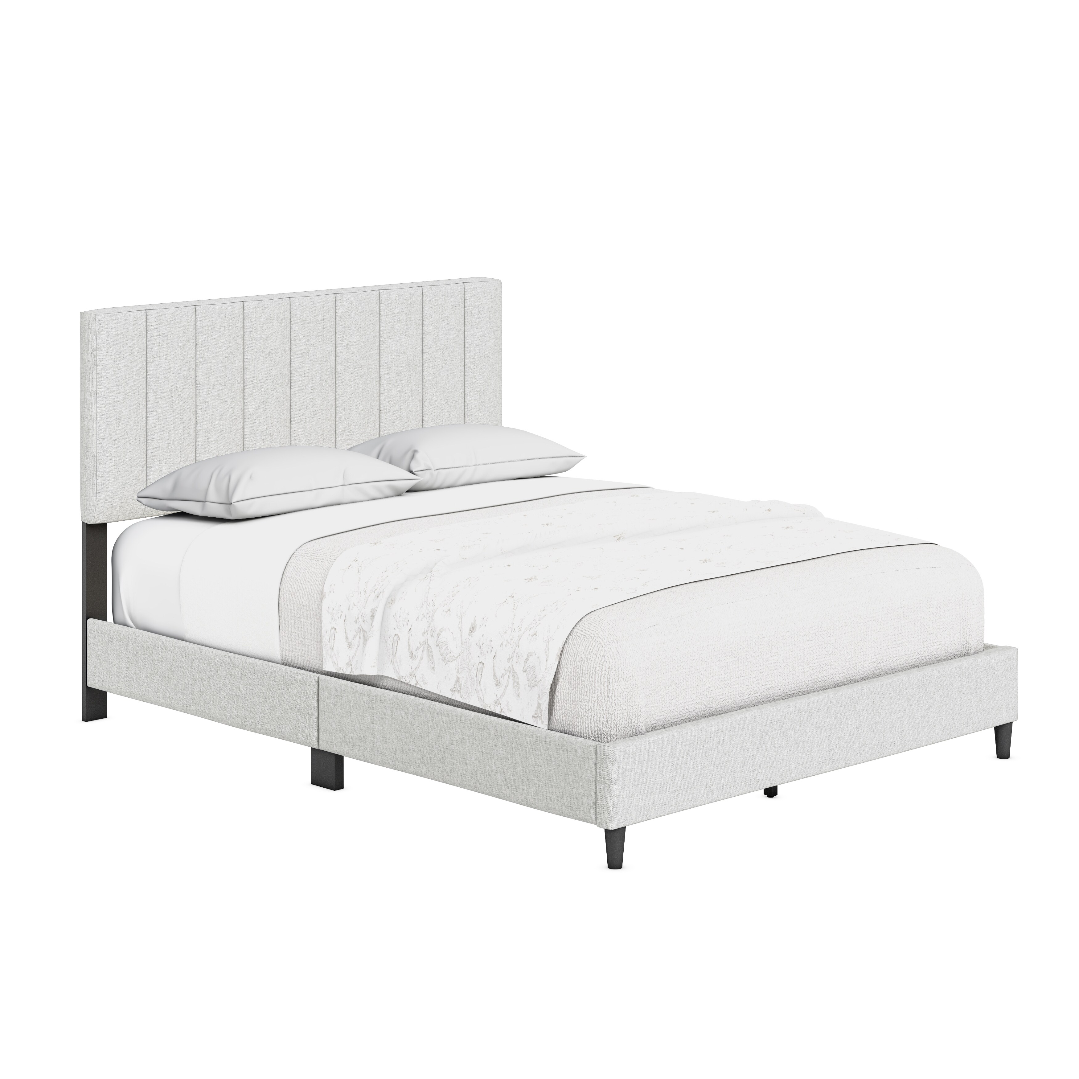 Sleep Sync Leonardo Upholstered Linen Platform Bed Frame Overstock 31784597