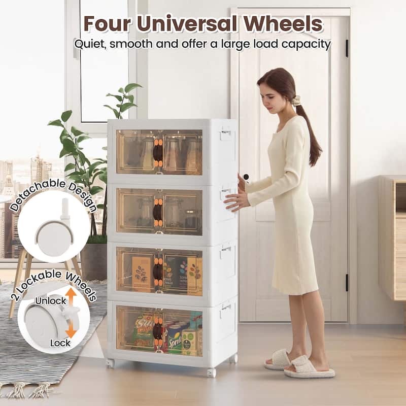 66.5 Gallons Stackable Storage Bins w/ Lockable Wheels Home Organizer