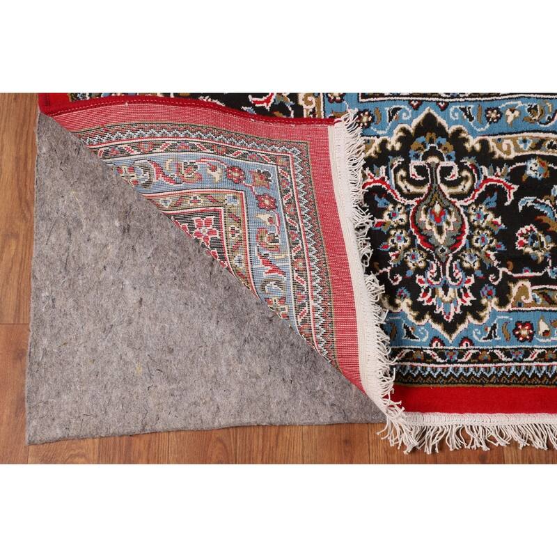 Red Medallion Kashan Turkish Area Rug Machine Made Traditional Carpet - 9'7" x 13'2"