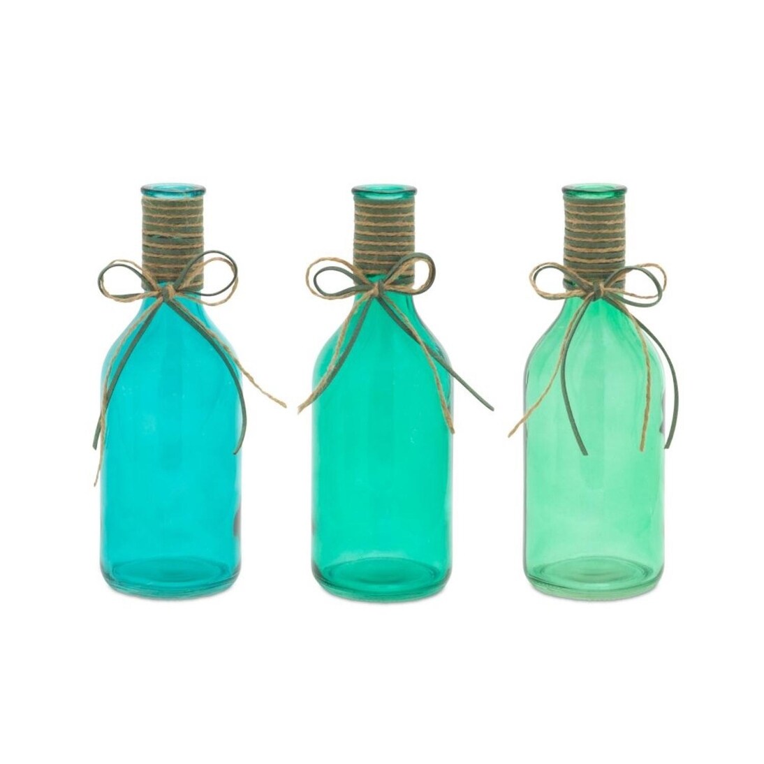 Shop Club Pack Of 18 Decorative Aquamarine Glass Bottles With