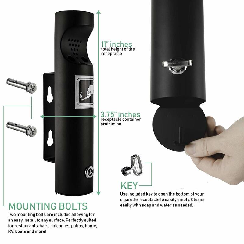 ELITRA Wall Mounted Outdoor Cigarette Butt Receptacle
