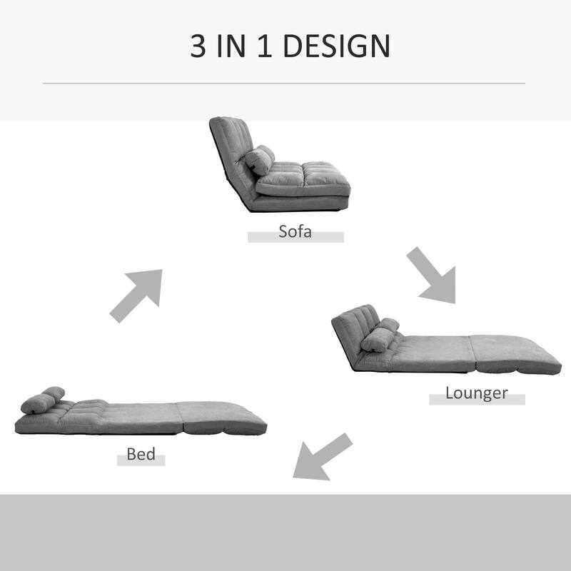 Dark Gray 40.25" Folding Loveseat Chaise Lounge Chair